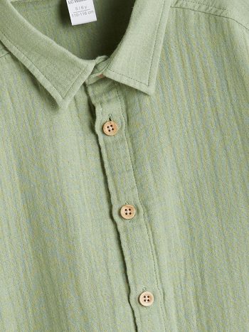 LCW Baby Green Basic Cotton Shirt for Boys