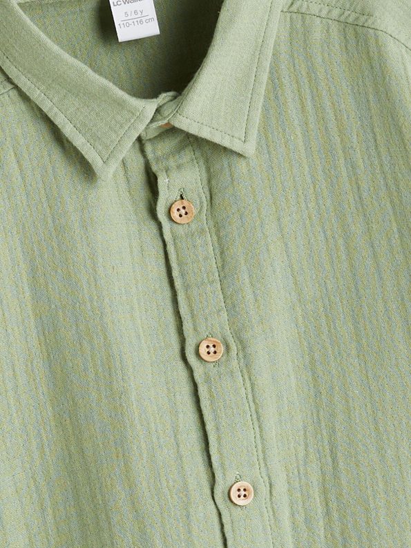 LCW Baby Green Basic Cotton Shirt for Boys