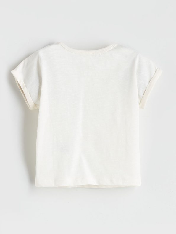 LCW Baby Cream Printed Boys T-Shirt and Pant Set