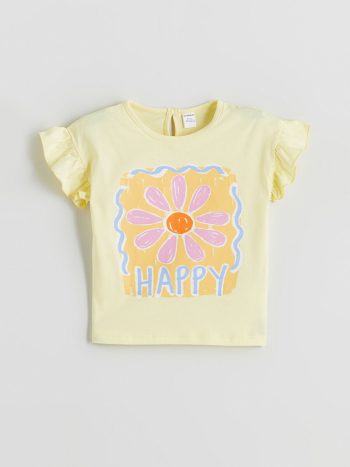 LCW Kids Yellow Floral Print T-Shirt Set for Girls