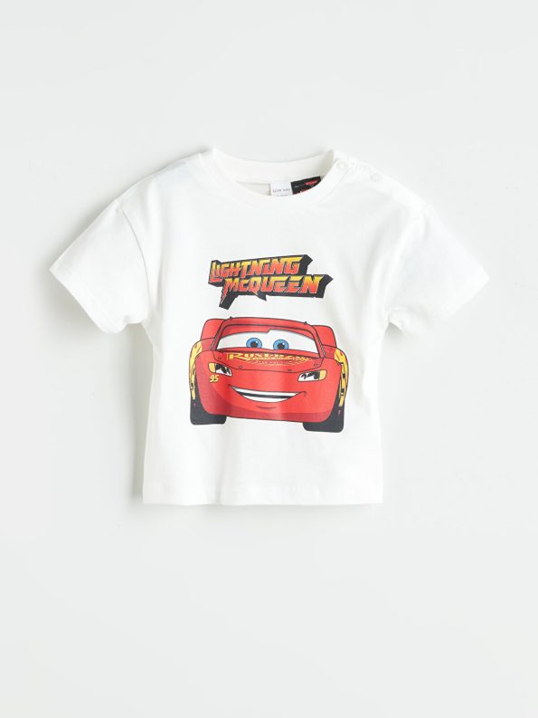 LCW Baby Cars Print Short Sleeve T-Shirt and Shorts Set for Boys