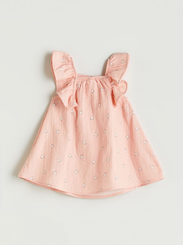 LCW Baby Pink Square Neck Floral Dress