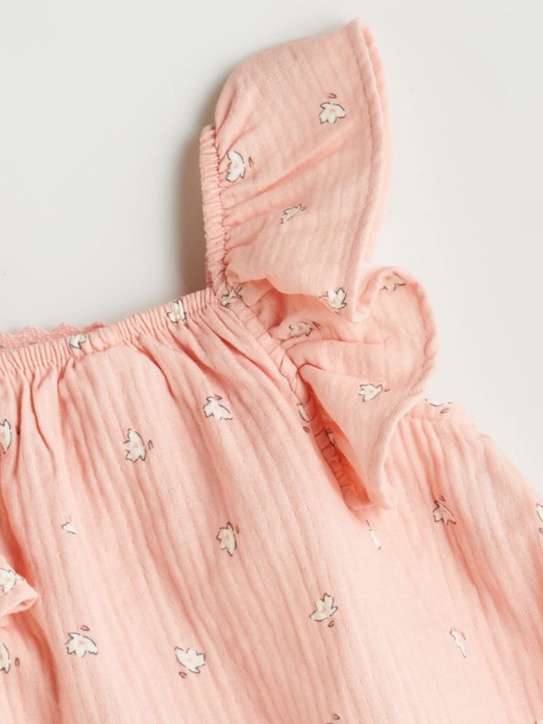 LCW Baby Pink Square Neck Floral Dress