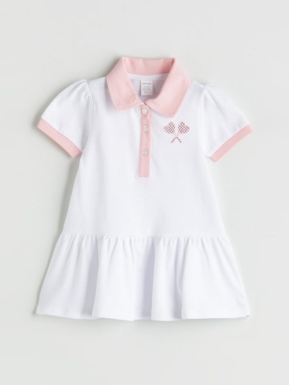 LCW Baby White Embroidered Tennis Court Dress for Girls