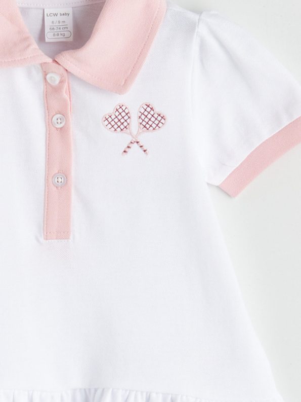 LCW Baby White Embroidered Tennis Court Dress for Girls