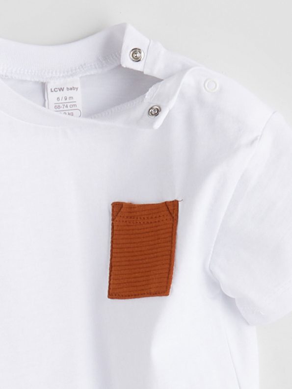 LCW Baby Cream Crew Neck Boys' T-Shirt and Shorts Set