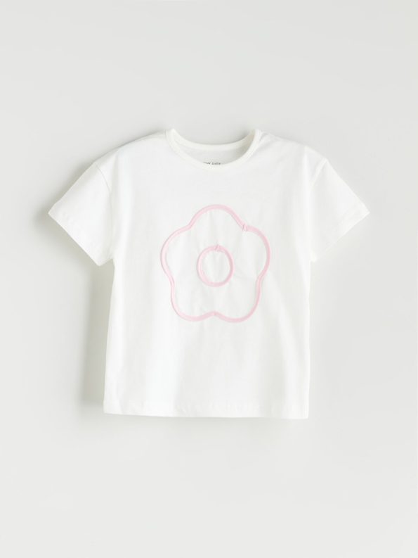LCW Baby Cream Floral Girls T-Shirt and Leggings Set