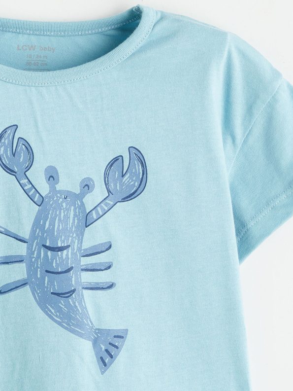 LCW Baby Blue Crew Neck Short Sleeve T-Shirt and Shorts Set
