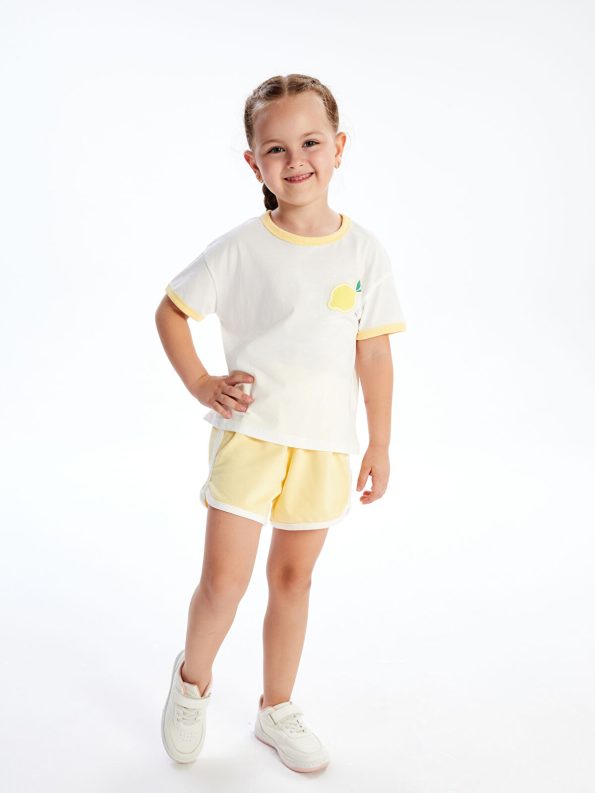 LCW Kids Lemon Print Girls' T-Shirt and Shorts Set