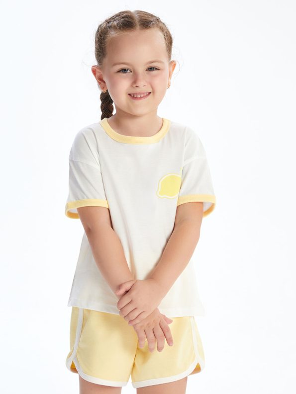 LCW Kids Lemon Print Girls' T-Shirt and Shorts Set