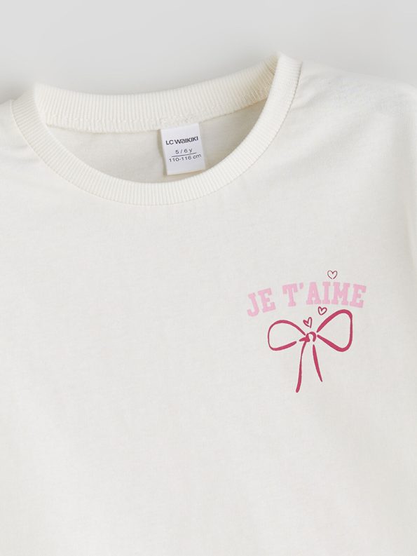 LCW Kids Pink Crew Neck T-Shirt Set for Girls