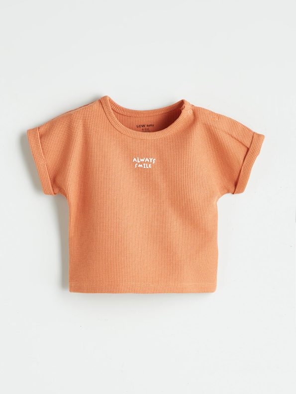 LCW Baby Orange Printed Boys T-Shirt and Shorts Set