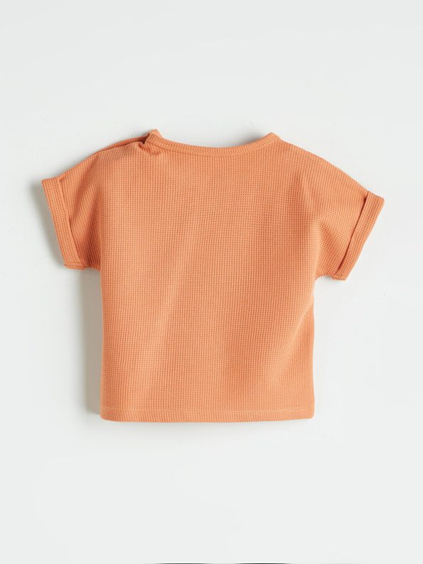 LCW Baby Orange Printed Boys T-Shirt and Shorts Set