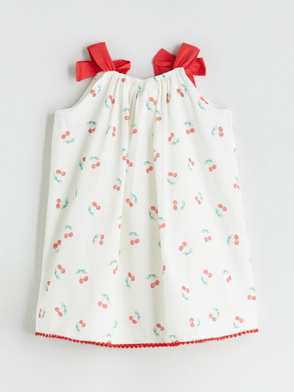 LCW Kids Cream Cherry Print Dress