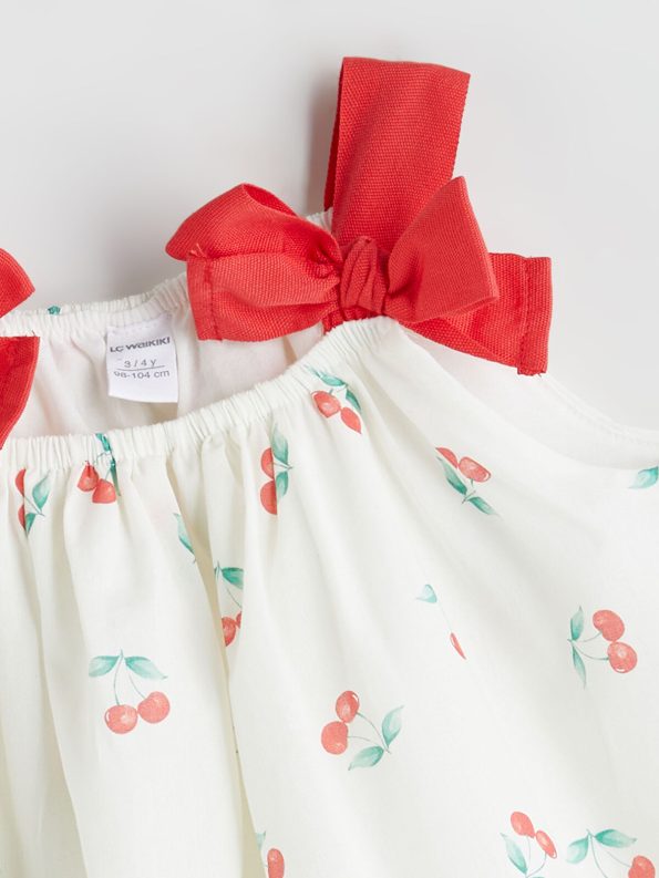 LCW Kids Cream Cherry Print Dress