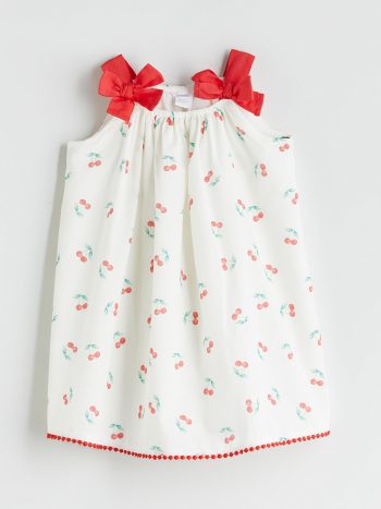 LCW Kids Cream Cherry Print Dress