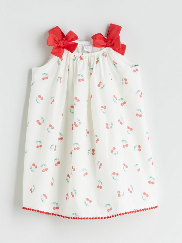 LCW Kids Cream Cherry Print Dress