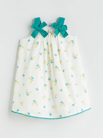 LCW Kids Cream Lemon Print Dress