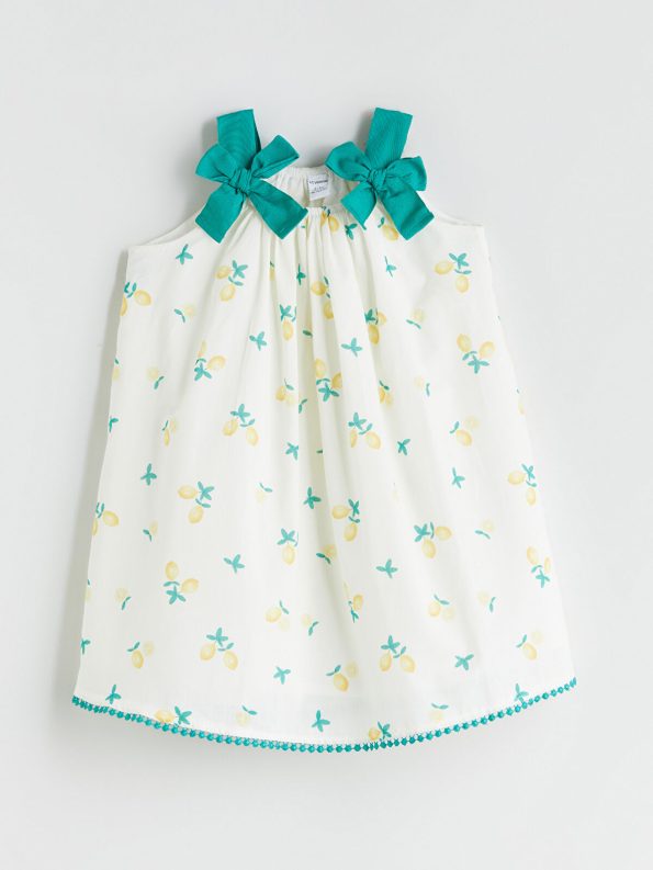 LCW Kids Cream Lemon Print Dress