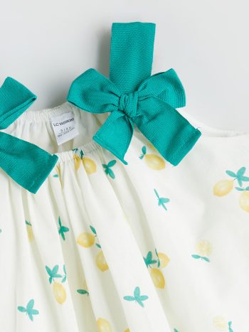 LCW Kids Cream Lemon Print Dress