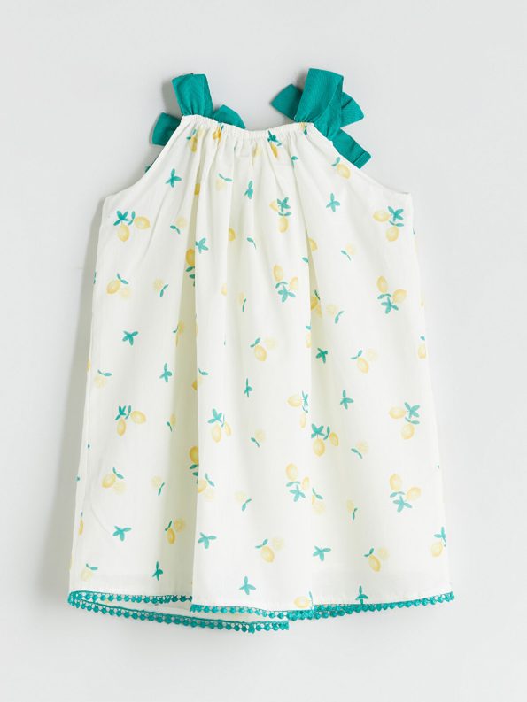 LCW Kids Cream Lemon Print Dress