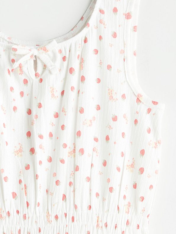 LCW Kids White Crew Neck Dress for Girls