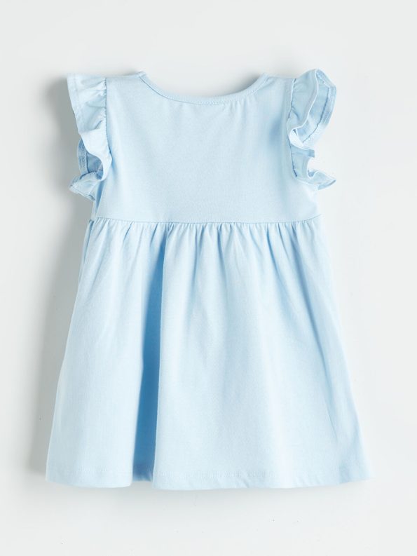 LCW Baby Blue Floral Print Dress for Girls