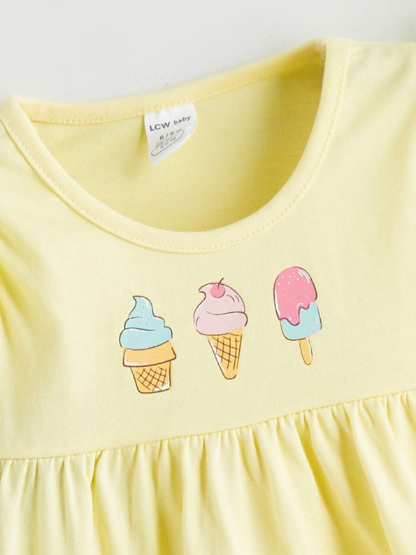 LCW Baby Yellow Bicycle Neck Dress for Girls