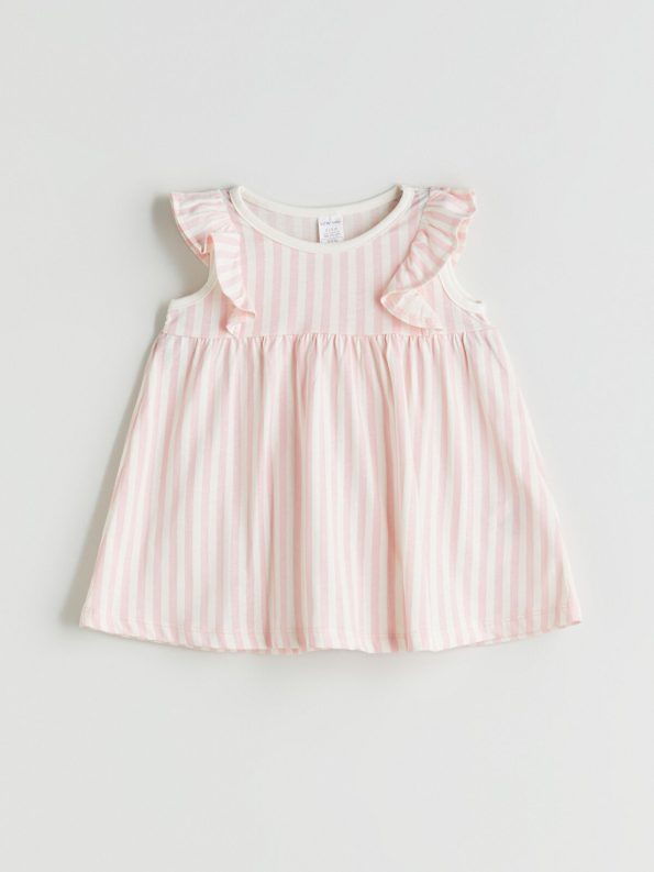 LCW Baby Cream Sleeveless Printed Dress Set for Girls - 3 Pieces