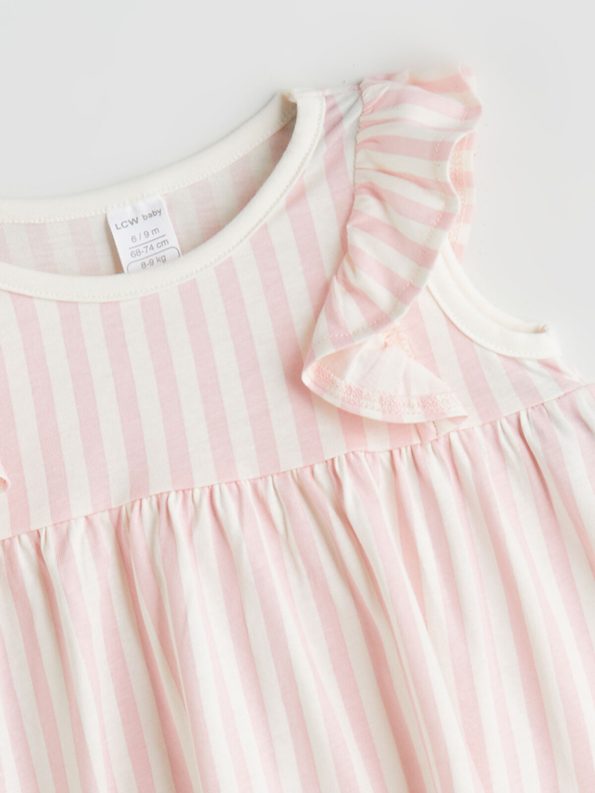 LCW Baby Cream Sleeveless Printed Dress Set for Girls - 3 Pieces