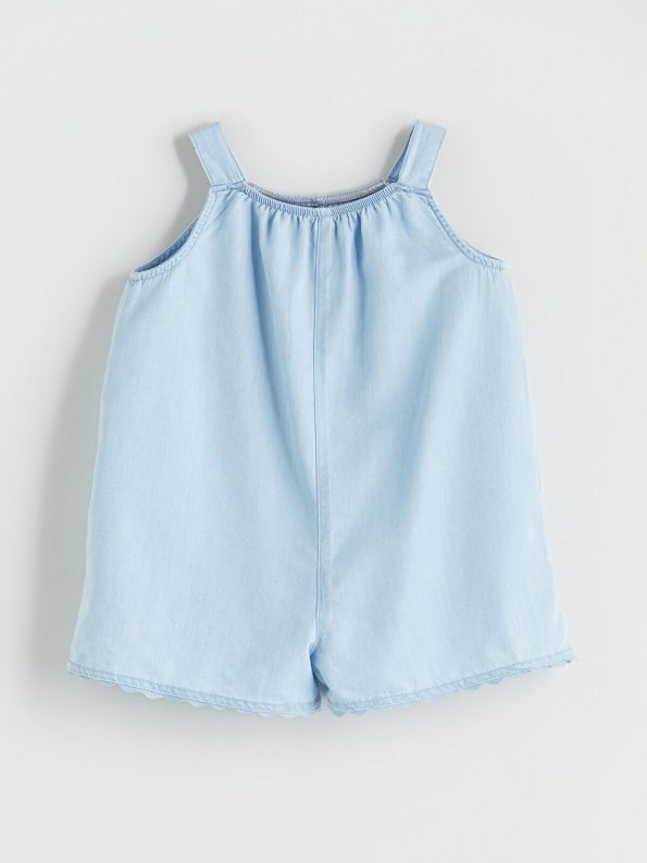 LCW Kids Blue Floral Embroidered Girls' Denim Dress