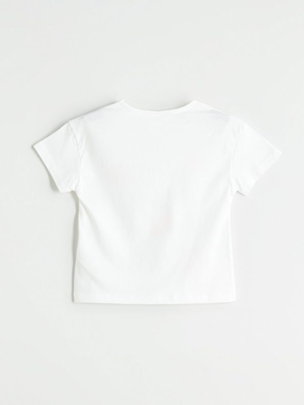 LCW Kids Cream Short Sleeve T-Shirt for Girls