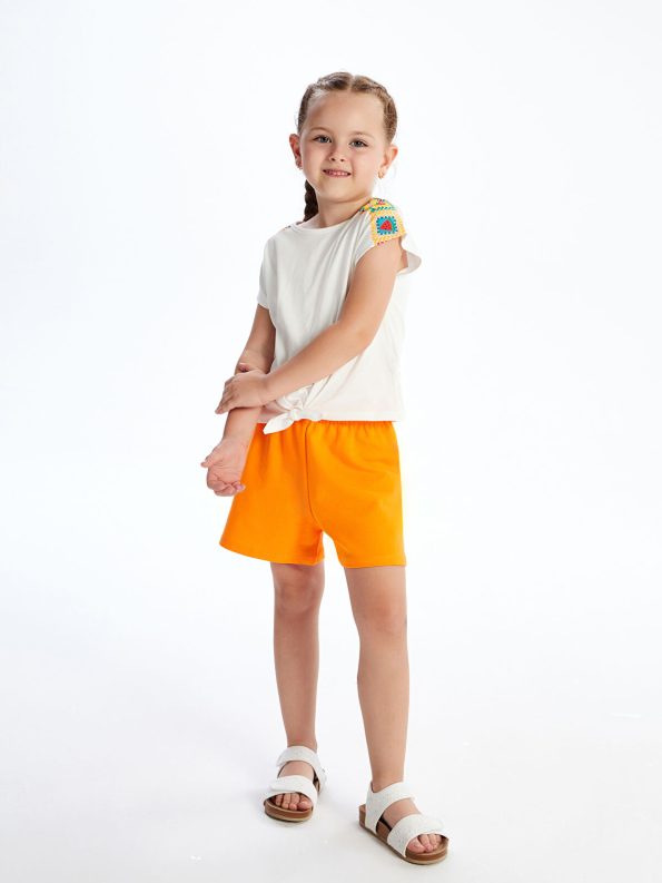 LCW Baby Cream Fruit Print Girls' Blouse and Shorts Set