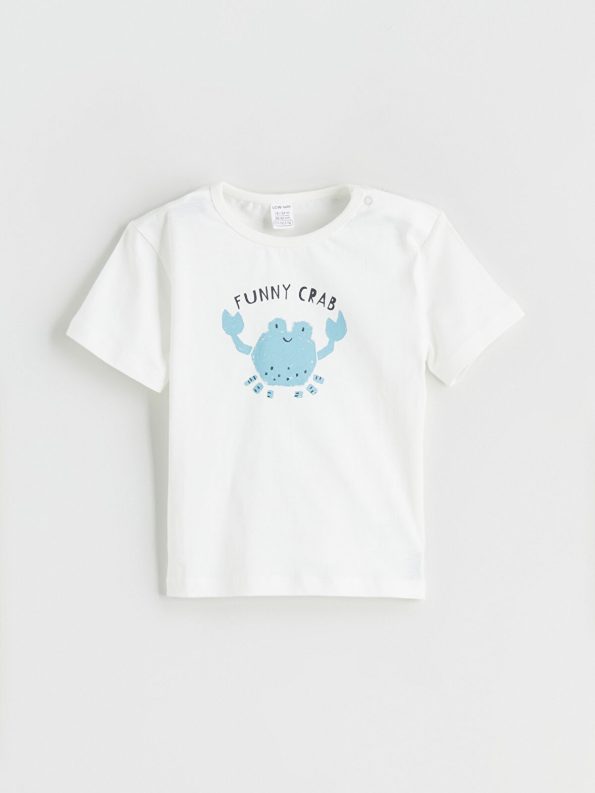 LCW Baby Cream Crab Print T-Shirt and Shorts Set