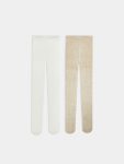 Self-Patterned Girls' Tights 2-Pack
