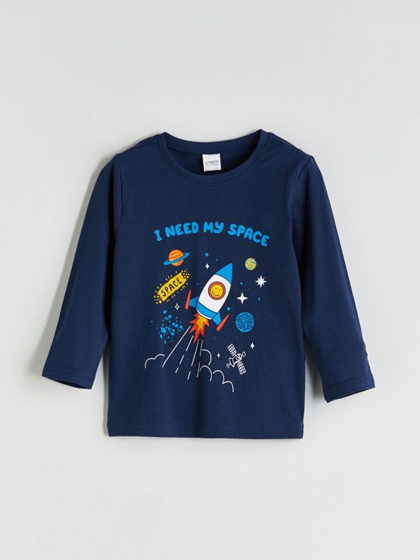 Boys' Long Sleeve Printed Crew Neck T-Shirt
