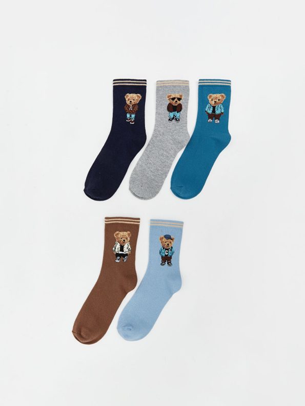 Patterned Boys' Ankle Socks - Set of 5