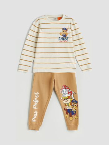Boys' Long Sleeve Crew Neck Car Print Sweatshirt and Pants Set