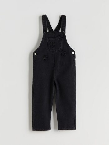 Square Neck Girls' Denim Overall Dress