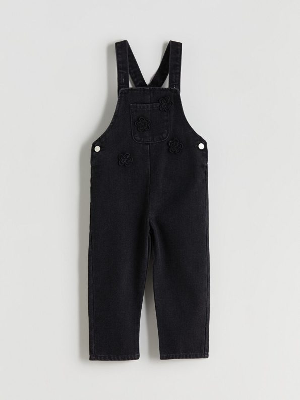 Square Neck Girls' Denim Overall Dress
