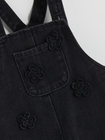 Square Neck Girls' Denim Overall Dress