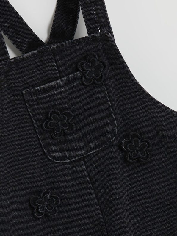 Square Neck Girls' Denim Overall Dress