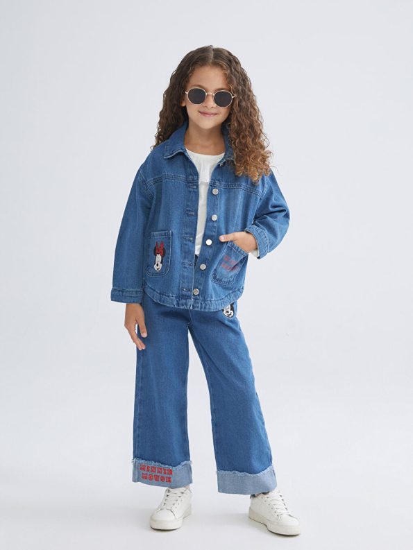 Basic Long Sleeve Girls' Denim Dress