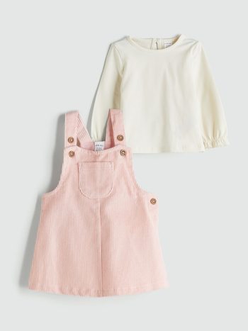 Girls' 3-Piece Set with Round Neck