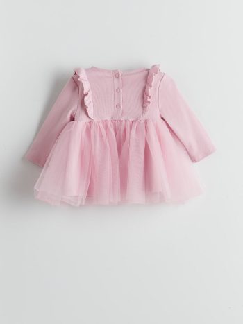 Floral Print Baby Girl Dress with Round Neck