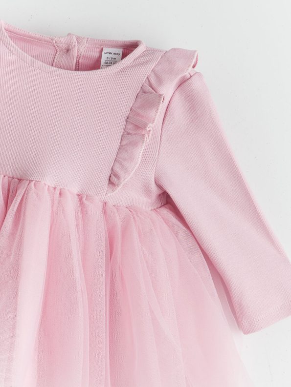 Floral Print Baby Girl Dress with Round Neck