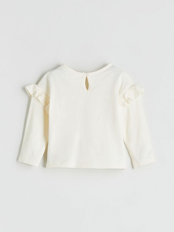 Baby Collar Long Sleeve Printed Girl's Blouse and Pants Set