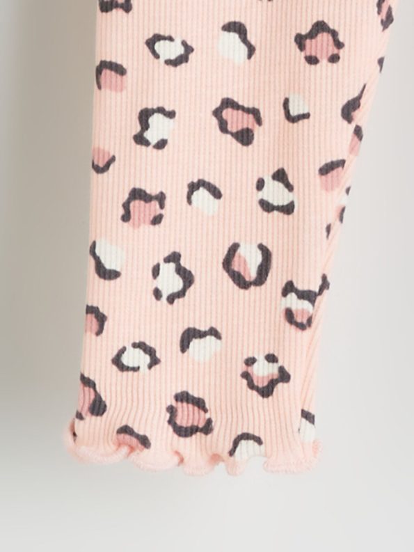 Baby Collar Long Sleeve Printed Girl's Blouse and Pants Set
