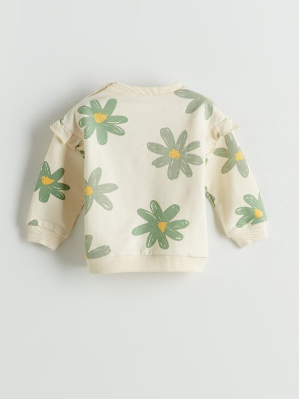 Baby Collar Long Sleeve Printed Girl Baby Blouse and Pants Set