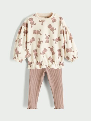 New Year Themed Baby Girl Sweatshirt and Leggings Set